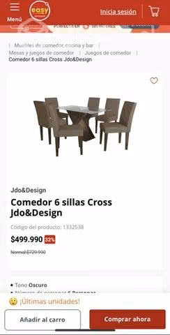 Juego comedor 6 sillas