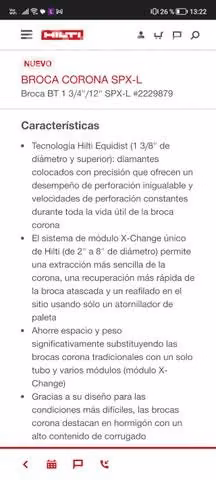 Broca testiguera HILTI 1 3/4 SPX-L NUEVA - Imagen 6