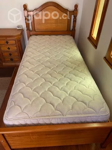 Cama de estilo, madera lingue envejecido y c