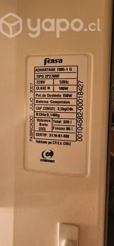 Refrigerador Fensa no frost