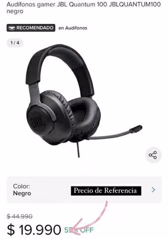 Audífonos Gamer JBL Quantum 100" - Imagen 3