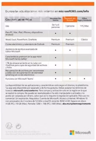 Licencia Microsoft 365 Personal - Sobre Sellado / - Imagen 5