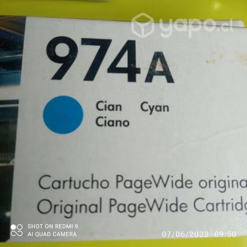Tinta HP 974a cyan original