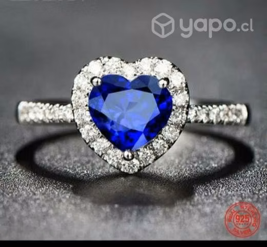 Elegante Anillo De Plata Con Fina Piedra Zafiro