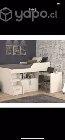 Cama armable con escritorio de 1 plaza