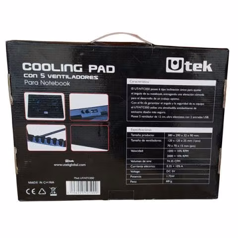 Cooler para notebook 5 ventiladores
