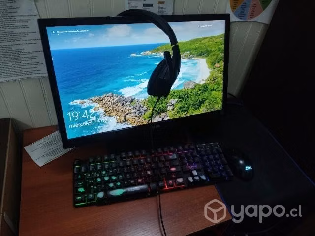 Pc gamer + monitor + mouse + teclado + auriculare