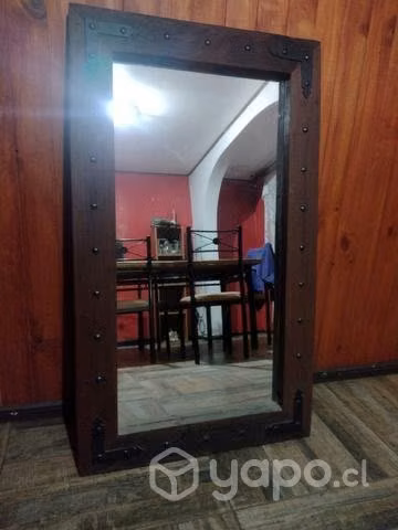Hermoso espejo roble y metal
