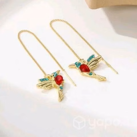 Aros colgantes colibrí dorados