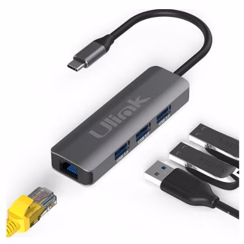 Adaptador usb-c a rj45 (lan) con 3 puertos usb 3.0 - Imagen 2