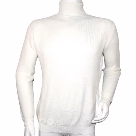Sweater Blanco Elasticado Cuello Alto Beatle L