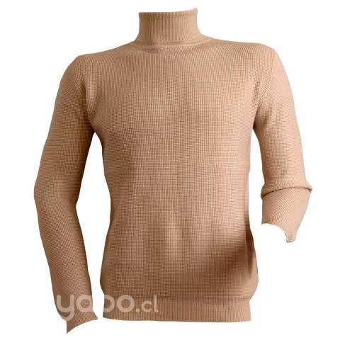 Sweater Beige Elasticado Cuello Alto Beatle XXXL