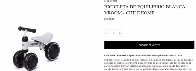 Bicicleta de equilibrio blanca vroom - childhome