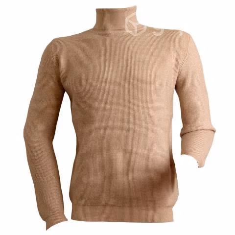 Sweater Beige Elasticado Cuello Alto Beatle L