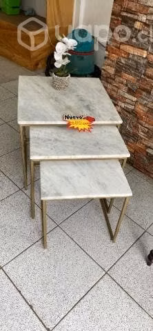 Juego de 3 mesas de Mármol