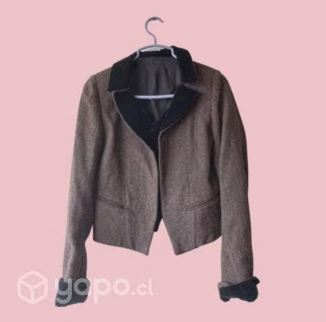 Chaqueta vintage de lanilla y terciopelo cortita