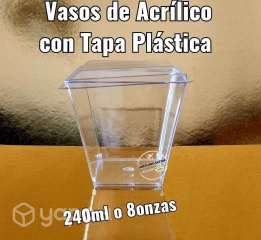 Vasos Con Tapa 240ml De Acrílico Postre al Mayor