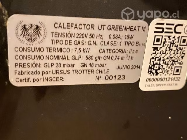 Calefactor a gas Ursus Trotter