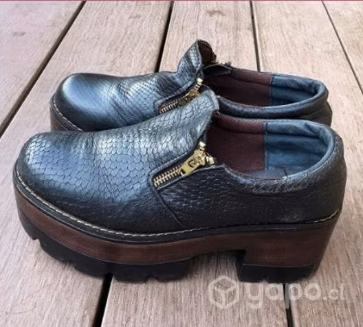 Zapatos plataforma cuero nacional