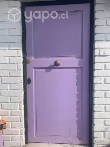 Puerta de exterior de pino radiata con chapas