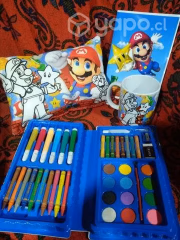 Cojin + taza pintable mario broo