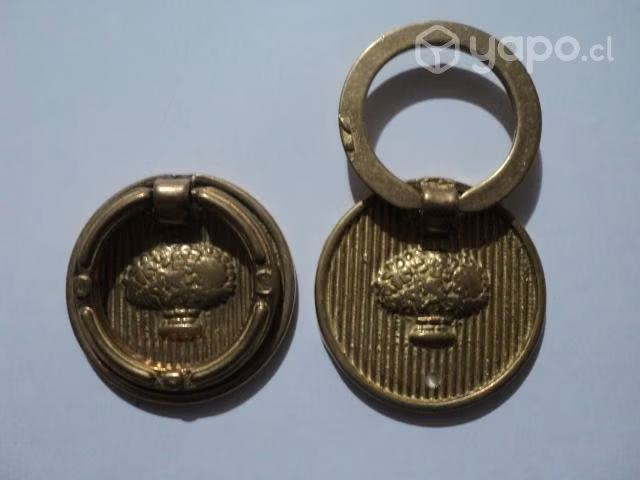 Par Tiradores Redondos De Bronce Macizo - Imagen 2