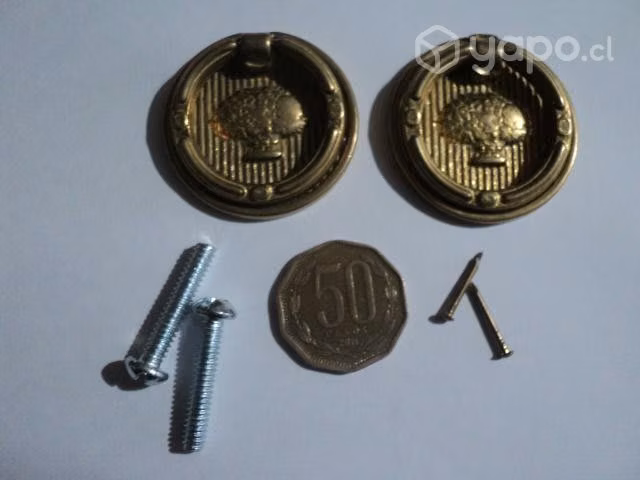 Par Tiradores Redondos De Bronce Macizo