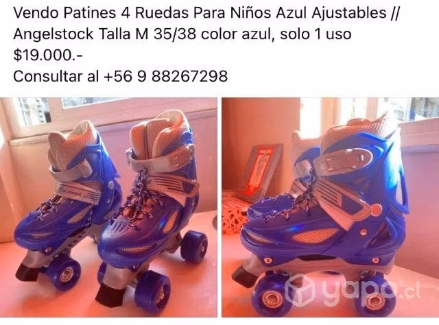 Patines 4 ruedas para niños ajustables talla 35/38