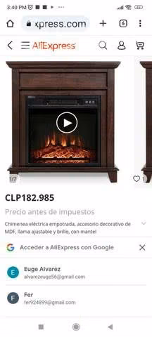 Estufa electrica tipo chimenea