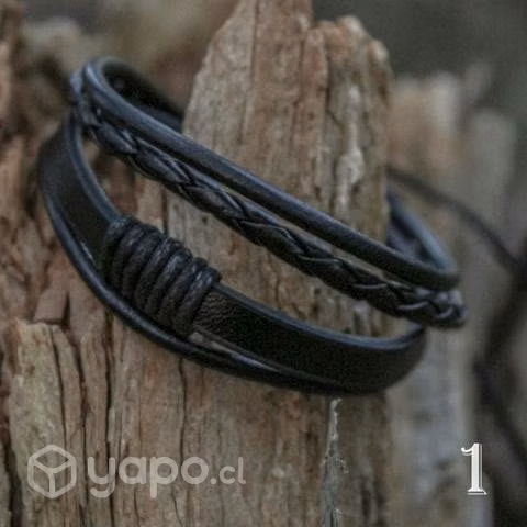 Pulseras negras múltiples 2x1