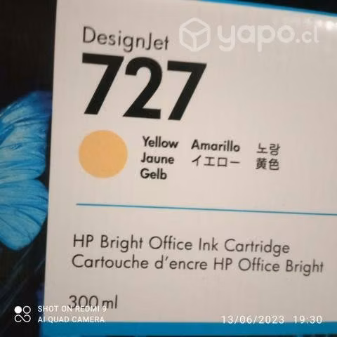 Tinta HP 727 yellow original de 300ml