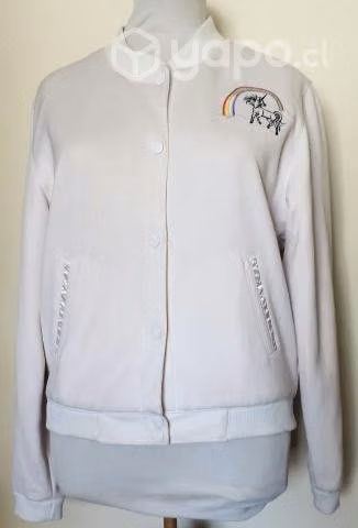 Chaqueta Blanca Bomber Diseño Unicornio