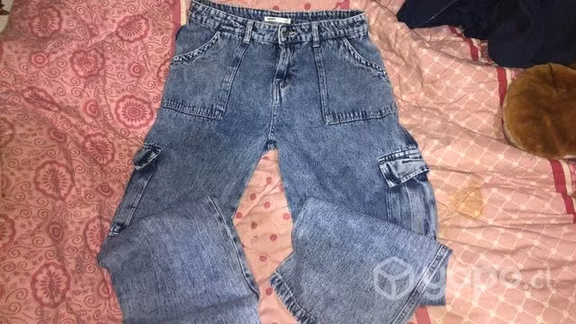 Jeans cargo mujer