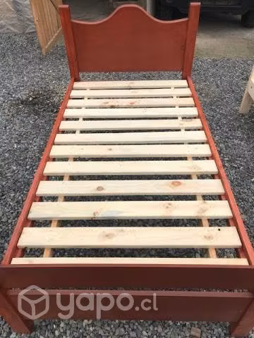 Cama plaza y media, 100% madera pino