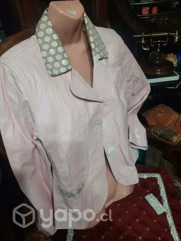 Chaqueta de cuero palo rosa