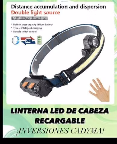 Linterna de cabeza recargable