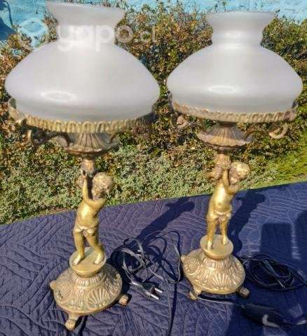 Hermosas lamparas querubines bronce solido - Imagen 5