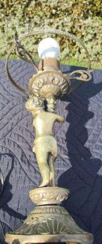 Hermosas lamparas querubines bronce solido - Imagen 6