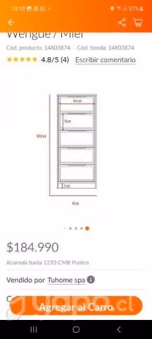 Mueble 5 cajones kawai wengue