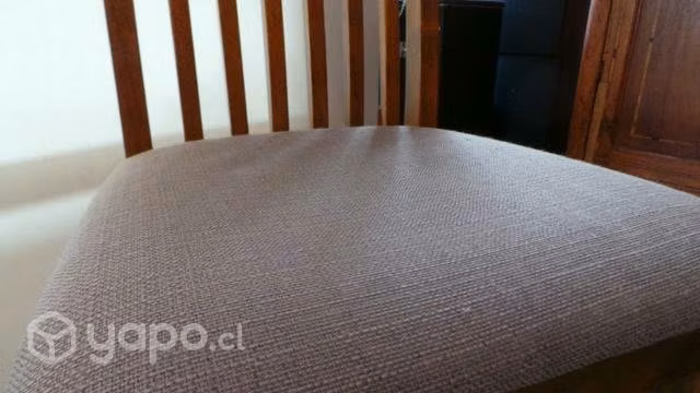 6 Sillas de comedor de madera y tapiz de tela - Imagen 4