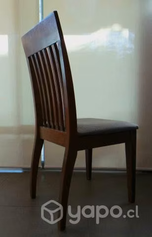 6 Sillas de comedor de madera y tapiz de tela - Imagen 3