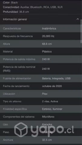 Parlante JBL Party Box 310