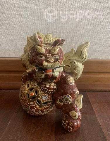 2 figuras chinas de cerámica Perro Leon guardián