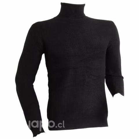 Sweater Negro Elasticado Cuello Alto Beatle L