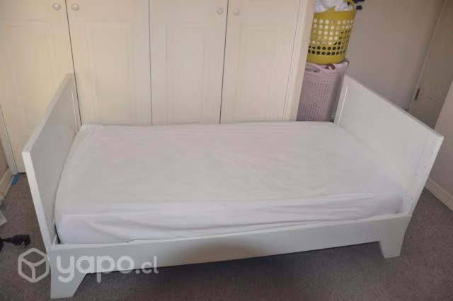 Cuna / cama con barrera / Blanco - Imagen 2