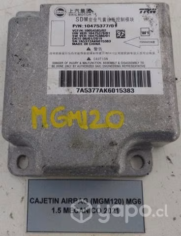 Cajetín Airbag (MGM120) MG6 1.5 Mecánico 2021