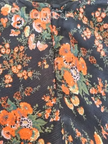Falda seda, estampada flores. Forro, cierre. S/M - Imagen 5