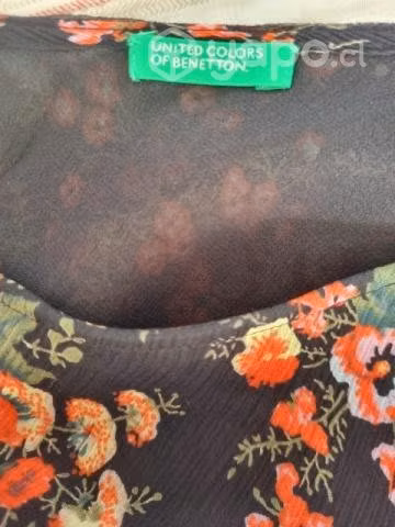 Falda seda, estampada flores. Forro, cierre. S/M - Imagen 6