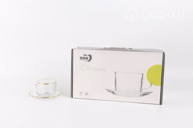 Set de 6 tazas de café con linea dorada 210 ML - Imagen 2