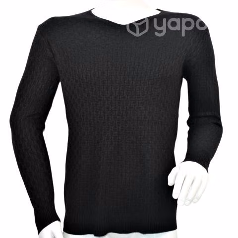 Sweater Negro Cuello V Elasticado XXXL